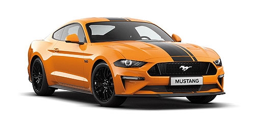 Ford Mustang Coupe GT 2018 orange metallik mit schwarzen Streifen 1:87 HO Ford Mustang Coupe GT 2018 orange metallik mit schwarzen Streifen 1:87 HO